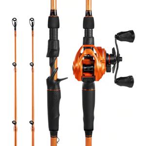 KastKing Lethal Blaze Twin-tip Fishing Rod and Reel Combo, Spinning & Baitcaster Combo, Flame Pattern Design, IM6 Graphite 2Pc Rod with Backup Tip Section, Stainless-Steel Guides, EVA Handle, Cast-6'10" Mh- Right Handed (2pcs+extra Tip)