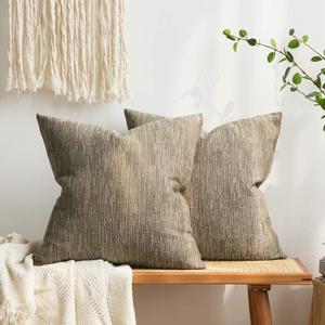 MIULEE Pack of 2 Decorative Burlap Linen Euro Throw Pillow Covers for Sofa Couch Bed 24x24 Inch Modern Farmhouse Pillowcases Rustic Woven Textured Cushion Cover Brown