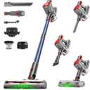 Cordless Vacuum Cleaner for Home, Powerful Stick Vacuum with Rechargeable Battery, Green Light Anti-Tangle Brush, 6-in-1 Lightweight Handheld Vacuum for Pet Hair, Hard Floor, Carpet, Red