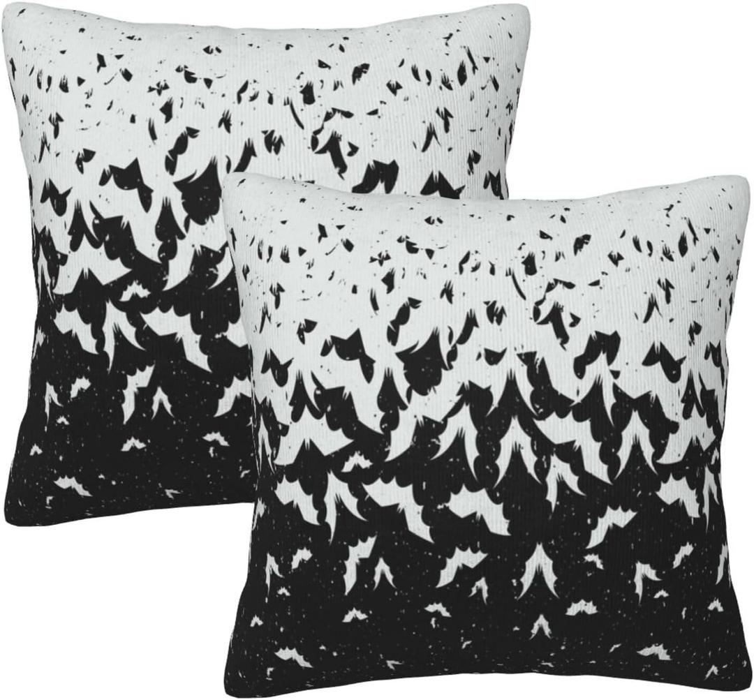Bat Throw Pillow Covers 18 X 18 Inch Set of 2 Pillow Cases Decoration Cushion Cover for Bedroom Living Room Sofa Outdoor