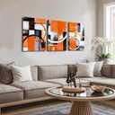 AUUAUU Orange Abstract Geometric Wall Art Set of 3, Modern Minimalist Canvas Prints Wall Decor 16x24 Inch Orange Black and White Pictures Framed Posters for Living Room Bedroom Office