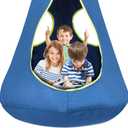 Kids Pod Swing Seat, Hanging Hammock Chair, Sensory Swing for Indoor and Outdoor Use (43.5" D x 52" H) Blue