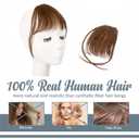 BARSDAR Medium Brown Clip in Bangs Real Human Hair - 100% Human Hair Clip in Bangs for Women - Medium Brown Wispy Bang Extensions Real Hair Fringe with Temples Hairpieces