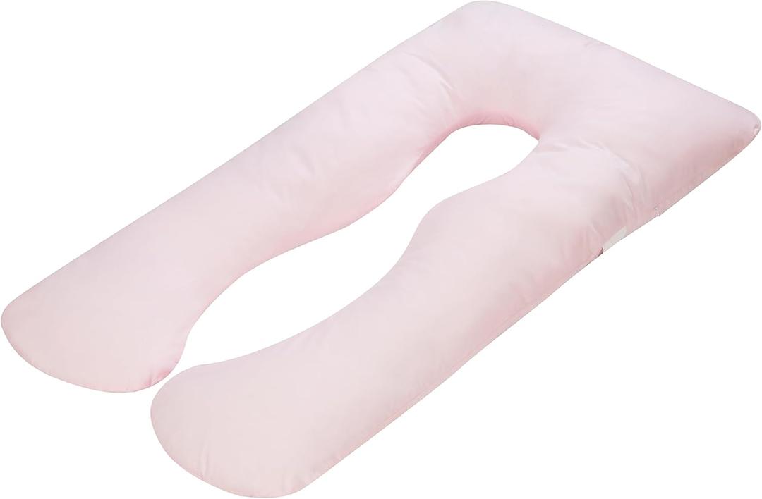 Pregnancy Pillows for Sleeping, U Shaped Full Body Pillow 55 Inch, Maternity Pillow Support for Belly, Back, Legs and Hip with Removable Cover, Pink
