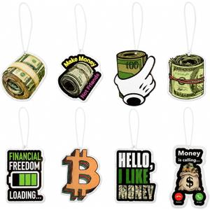 8Pcs Car Air Freshener, Hanging Paper Car Freshener with Funny Money Design, Long Lasting Fragrance for Car, Office & Home Decor Gift
