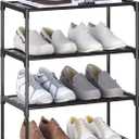 4-Tier Small Shoe Rack .Stackable Shoe Shelf Storage Organizer for Entryway Hallway Closet Bathroom Living Room (Black)