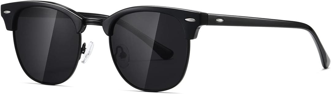 AEVOGUE Polarized Sunglasses For Women And Men Semi Rimless Frame Retro Sun Glasses AE0369 (All Black)