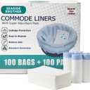 Commode Liners with Absorbent Pads, 100 Bedside Commode Liners and 100 Commode Pads, Portable Toilet Liners, Disposable Commode Bags Universal Fit All Standard Toilet Chair Bucket