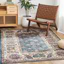 jinchan Area Rug 3x5 Washable Entryway Rug Vintage Floral Indoor Soft Retro Distressed Navy Brown Multi Carpet Country Boho Non Slip Bathroom Kitchen Living Room Bedroom Dining Room