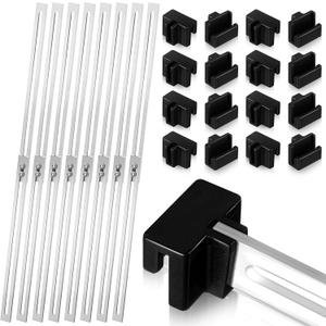 24 Pcs Metal Adjustable File Cabinet Rails Set Include 16 Hanging File Rail Clips 8 Cabinet Dividers Bars Suitable for Cabinets with Drawer Thickness Less Than 1/8 Inch(Silver,18-32.5 Inch)