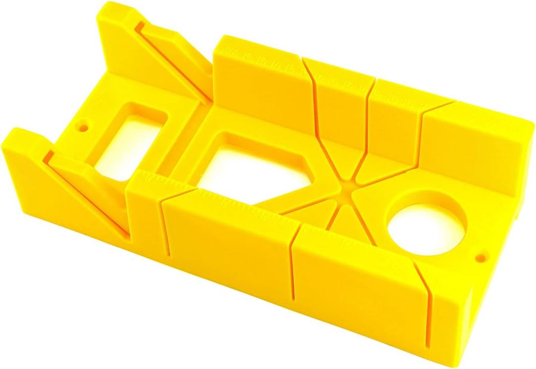 QWORK 12-Inch High Impact Plastic Miter Box with Versatile Cutting Angles and Ruler Scale