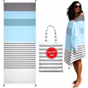Folkulture Turkish Beach Towel 40 x 72 inch with Tote Bag | 100% Cotton, Machine Washable, Quick Dry, Sand Free Beach Towels Oversized for Beach Essentials for Family| Cute Pool Towel Toallas De Playa