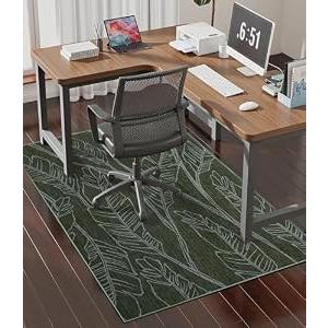 Chakme Office Chair Mat for Hardwood Floor, 48"x36" Easy Glide Computer Desk Mat Protector for Rolling Chair Under Desk Rug Nonslip Backing, Machine Wash, (Dark Green Leaf)