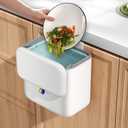 Compost Bin Kitchen for Countertop or Under Sink, 2.6 Gallon Hanging Small Trash Can with Lid, Garbage Can for Cabinet Door, Indoor/outdoor Food Waste Bin for Kitchen, Bathroom, RV, Office, White