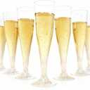 100 Pack Champagne Flutes Plastic, 4.5 oz Clear Plastic Disposable Stemware, Disposable Champagne Flutes for Party, Mimosa Bar, Wedding, Anniversary and Graduation