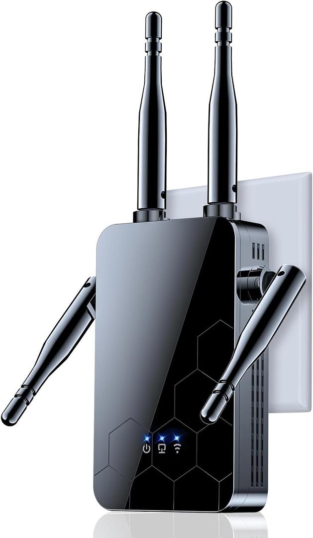 WiFi Extender Internet Booster, 10000 Sq.ft Long Range Repeater Wireless Routers Amplifier, Mesh Wi-Fi 80% Faster | Broader Than Ever, Support More Network Devices at Home, 1 Tap Setup