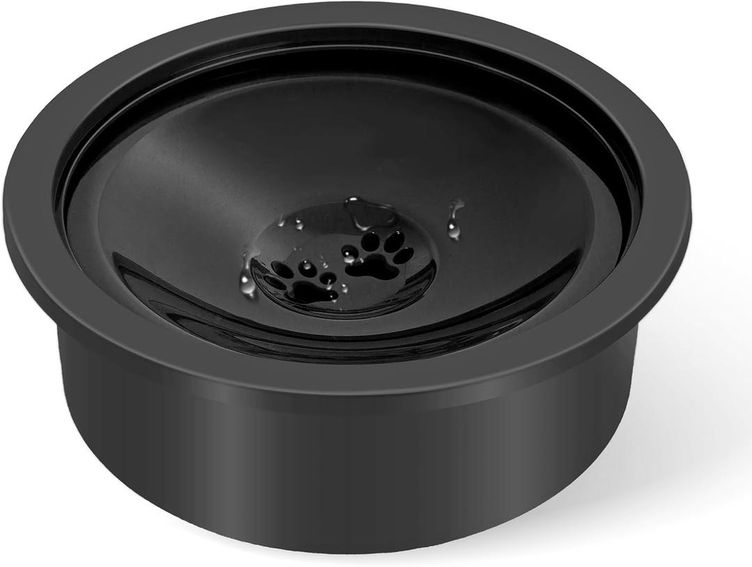 No Spill Water Bowl for Dogs, 30oz Slow Drinking Dog Slobber Stopper, Non Spilling Messy Splash or Drip, Fits into Elevated Pet Feeder (Black)