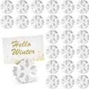 Kigley 24 Pcs Mini Christmas Snowflake Card Holders 2.17'' Xmas Wooden Table Number Holder Winter Snowflake Wood Table Sign Picture Name Photo Holder Stand for Christmas Decoration Party Favors