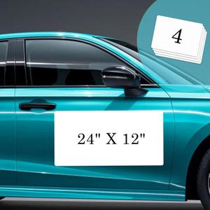 Blank Car Magnets with 40 mils -4 Pack 24 x 12 Rounded Corners Flexible Magnetic Sheet, Door Magnets for Vehicles to Advertise Business and Cover Company Logo