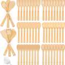 72 Pcs Bamboo Spatula Wooden Kitchen Utensil Bulk 12''wood Spoon Spatula for Cooking with Ribbon Bridal Baby Shower Game Prize Wedding Party Favors Housewarming Gift (Various Style)