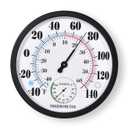 Indoor Outdoor Thermometer Large Numbers Wall Thermometer Hygrometer Waterproof Does not Require Battery 10 inch Wireless Hanging Hygrometer Garden Decoration (Black)