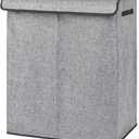 DOKEHOM 150L Double Laundry Basket with Lid and Removable Laundry Bags, Large Collapsible Laundry Hamper with 2 Sections for Bedroom, Bathroom, Laundry Room, College (Grey)