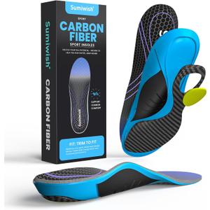Carbon Fiber Insole for Men & Women - Sumiwish1 Pair High Arch & Rigid Support Shoe Inserts for Women & Men - Rigid Support for Turf Toe, Foot Fractures, Hallux Rigidus, Mortons Toe - Womens 6-7 (S(Men 4.5-6/Women 6-7.5), Blue)