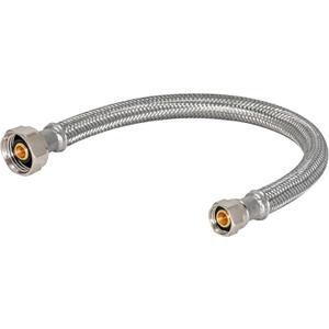 Eastman 30 inch Steel-Flex Braided Faucet Connector, 1/2 Inch FIP x 3/8 Inch Compression, Stainless Steel Faucet Supply Line, 48007