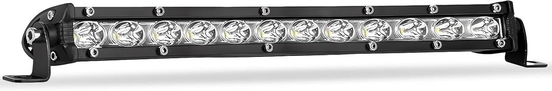 Zmoon Led Light Bar 12in Signal Row Light Bar [14in w/Bracket] 40W Spot Flood Combo Off Road Light, Waterproof Slim Light Bar for SUV Jeep ATV Boat