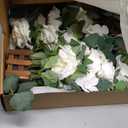 Ling's Moment 17.5" Tall Free Standing Artificial Flowers Arrangements 2 pcs Wedding Aisle Runner Chair Decorations White Sage Centerpieces for Ceremony Reception Eucalyptus Rose Floral Party Outdoor