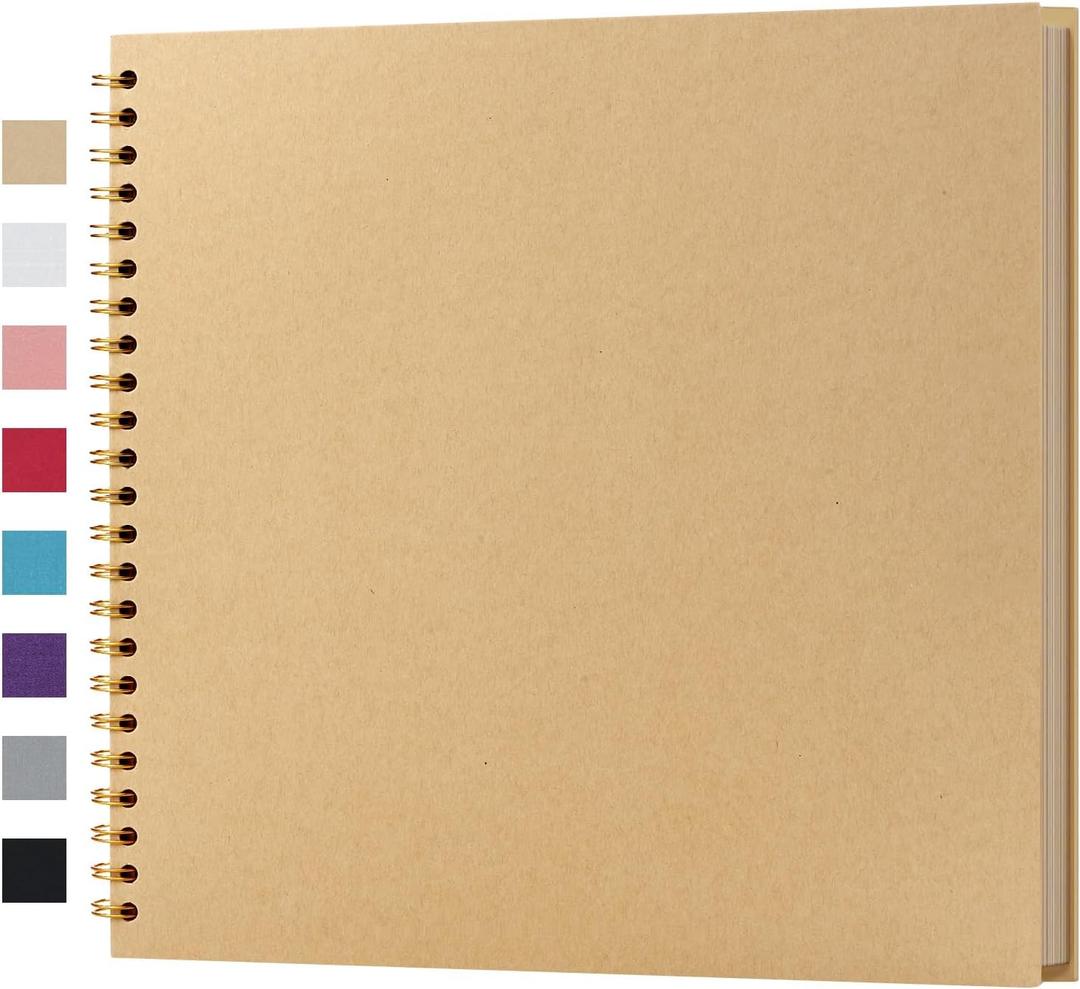 Potricher 12 x 12 Inch DIY Scrapbook Album 40 Pages Hardcover Kraft Paper Scrap Book Photo Albums Memory Book for Wedding and Anniversary Family (Yellow, 12 Inch)