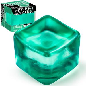 Premium MEGA Cube  Extra Large Ultra-Firm Gel Squishy Fidget Toy | Stress Balls for Adults with Non-Sticky, Odor-Free Shell & Reinforced Dual Leak-Proof Seals for Heavy-Duty Use | 1-Pack Green