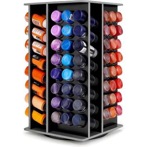 Rotating 96 Holes Acrylic Paint Holder Organizer Rack, Craft 2oz Paint Bottle Storage, Large Capacity 360 Rotating Acrylic Paints Holder for 2 oz Paints (Black 96 holes rotating paint rack)