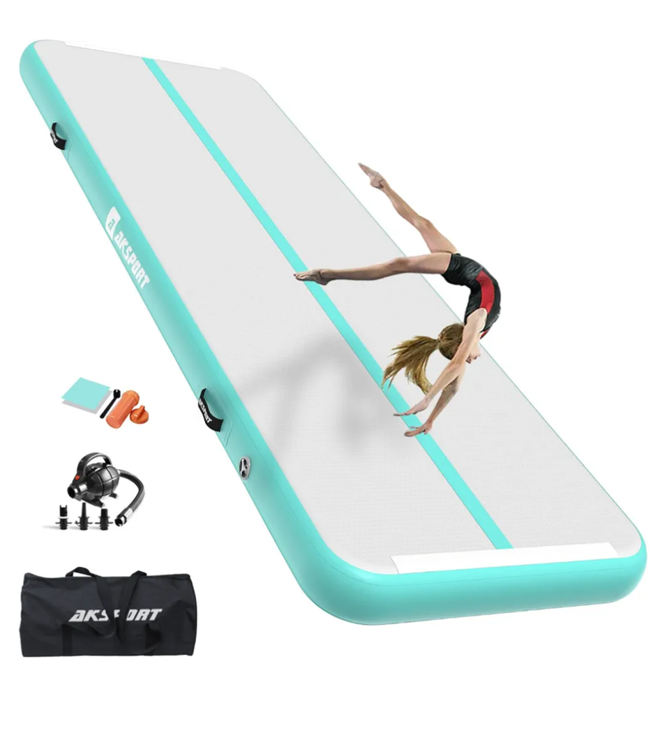 Gymnastics Tumbling Mat 4/6/8 inchs Thickness Mats for Home Use/Gym/Yoga/Training/Cheerleading/Outdoor/Beach/Park with Electric Air Pump