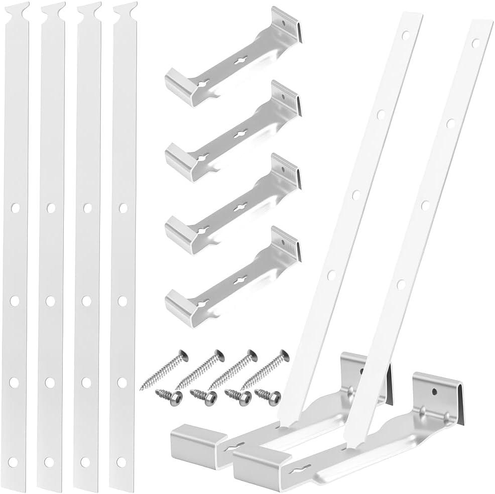 5 Sets 6 Inch Aluminum Gutter Hangers with 10.6 Inch Straps and Rust-Resistant Screws, Extended Length Gutter Brackets for Large Capacity Eavesless Roofs, Silver