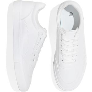 Men's White Low Top Sneaker Classic Casual Sneakers for Men Comfortable PU Leather Tennis Shoes Size 9.5 White