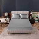 Homiest Light Grey Satin Fitted Sheet King Size, Deep Pocket, Luxury & Ultra Soft Bedding