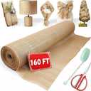 40" x 160ft Burlap Roll Multipurpose Burlap Tree Wrap, High Density Jute Fiber, Natural Burlap Color, Rustic Pattern