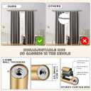 1-1/8 inch Double Curtain Rod - Premium Nonadjustable 144in/12ft Drapery Rods - Heavy Duty Dual Curtain Rods for Windows - Aluminum Finials & Adjustable Concealed Mounting Bracket - Brushed Gold