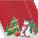 Christmas Placemats are with Classic Santa Claus, Snowflakes and Trees Designed The Colors red for The Festive Atmosphere. Washable Non-Slip Heatproof Woven Placemats Set of 6
