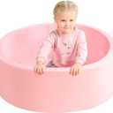 TRENDBOX Memory Foam Sponge Indoor Round Ball Pit (NO Balls) for Toddler Children (Light Pink) (90CM)