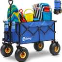 Heavy Duty Beach Wagon with 9" Big Sand-Proof Wheels  440lb Capacity, Sekey 200L Oversized Foldable Cart | Adjustable Handle & All-Terrain Tires for Sand, Camping, Groceries. Blue&Black