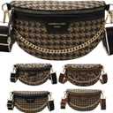 VTYFRY Crossbody Bags for Women Trendy All-match Sling Chest Bag Fashion Leopard Pattern Fanny Pack Zipper Casual Versatile (Houndstooth Black)