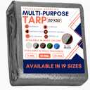 Large Waterproof Tarp - Heavy Duty 10 Mil Thick Poly Tarpaulin Ideal for Canopy Tents, Boats, RV or Pool Covers - Multipurpose Protective Tarps with Grommets for Indoor and Outdoor Use | 20' x 30'