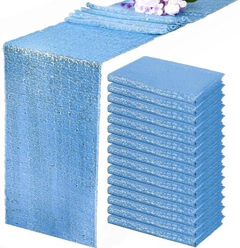 15 Pack Baby Blue Table Runner 12" x 72" Sequin Table Runner Sparkly Metallic Sequin Runner Coffee Table Runners for Wedding Bachelorette Holiday Birthday Party Bridal Shower Banquet Event Table Decor 15 Pack Baby Blue Table Runner 12" x 72" Sequin Table Runner Sparkly Metallic Sequin Runner Coffee Table Runners for Wedding Bachelorette Holiday Birthday Party Bridal Shower Banquet Event Table Decor