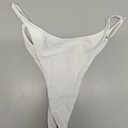 RELLECIGA Women's Adjustable High Cut Thong Bikini Bottom (Medium, White)