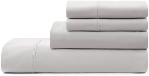 UGG Queen Sheet Set 4-Piece Luxury Cooling Sheets Deep Pockets Premium Bedding with 2 Pillow Shams Hypoallergenic Machine Washable Soft Lightweight Bed Set for Bedroom, Queen, Stone Grey (Hedi)