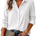 Zeagoo Blouse for Women Dressy Long Sleeve Button Down Shirts Business Casual Outfit Lightweight Solid/Printed Tops, XL