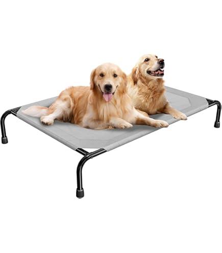 Amazon Basics Cooling Elevated Breathable Pet Bed For Dog, X-Large (60.1 x 37.1 x 8.9 Inches), 1 count, Grey