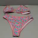 Fanuerg Women's Triangle Bikini Sets O Ring Linked Two Piece Swimsuits Floral Printed Cheeky Bathing Suit (Medium)